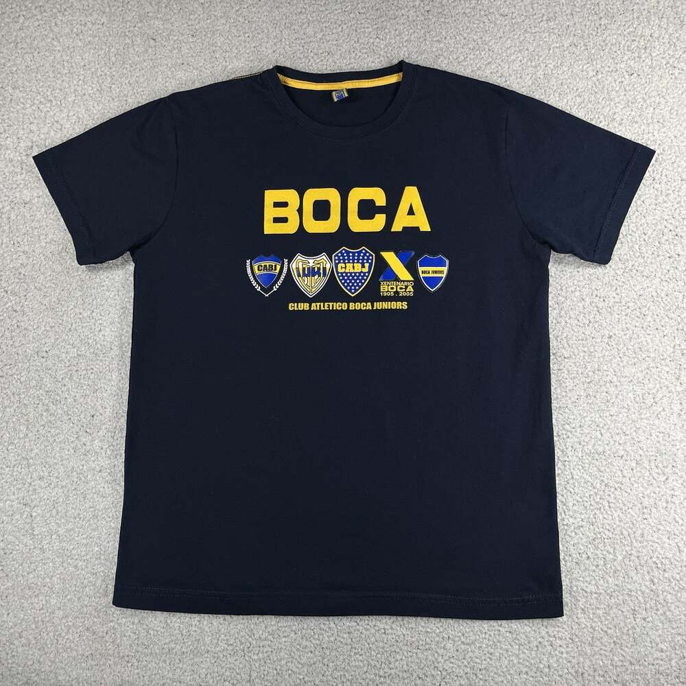 Boca Juniors Shirt Mens L Blue Soccer CABJ Football Argentina Official